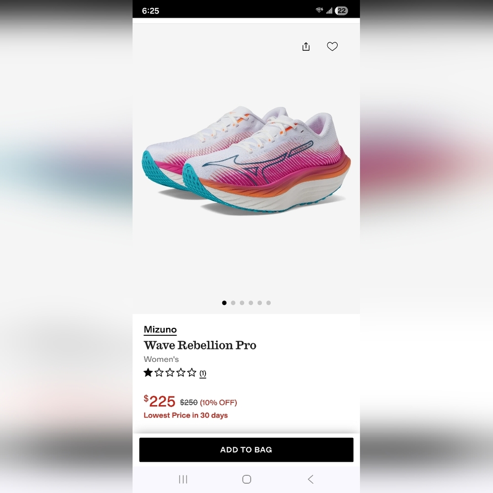 Mizuno Wave Rebellion Pro Women's Pink and White Athletic Shoes. Sz 7 - Picture 9 of 10